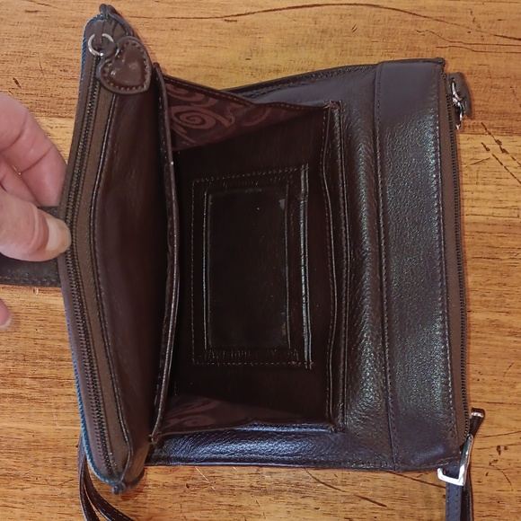 Brighton denim & leather applique embroidered flower purse - Picture 4 of 10